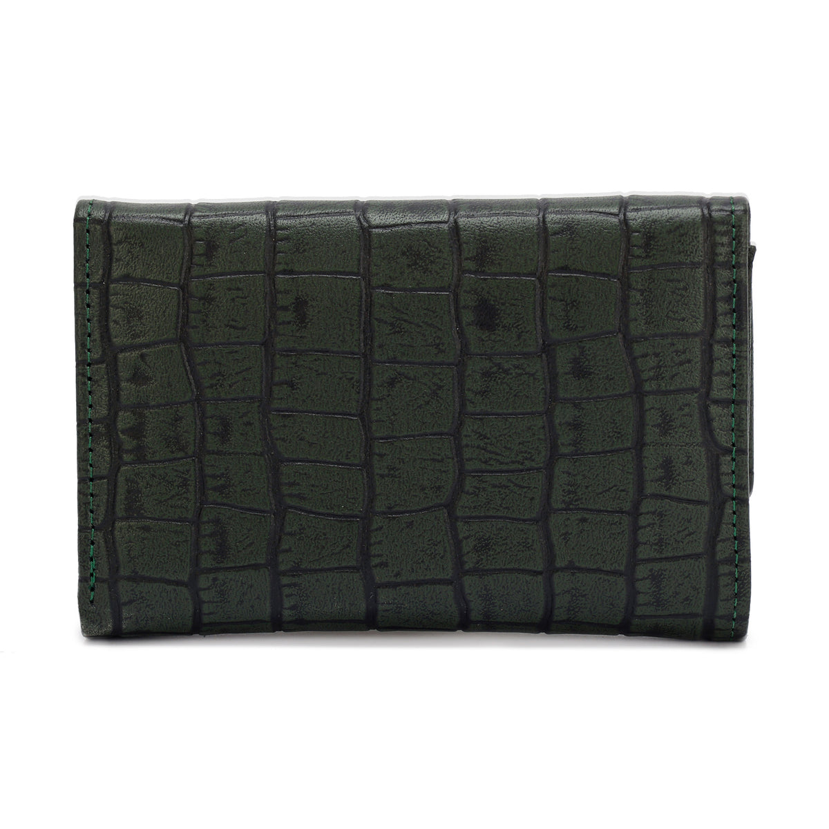 Metal Button Closure Leather Wallet