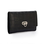 Metal Button Closure Leather Wallet