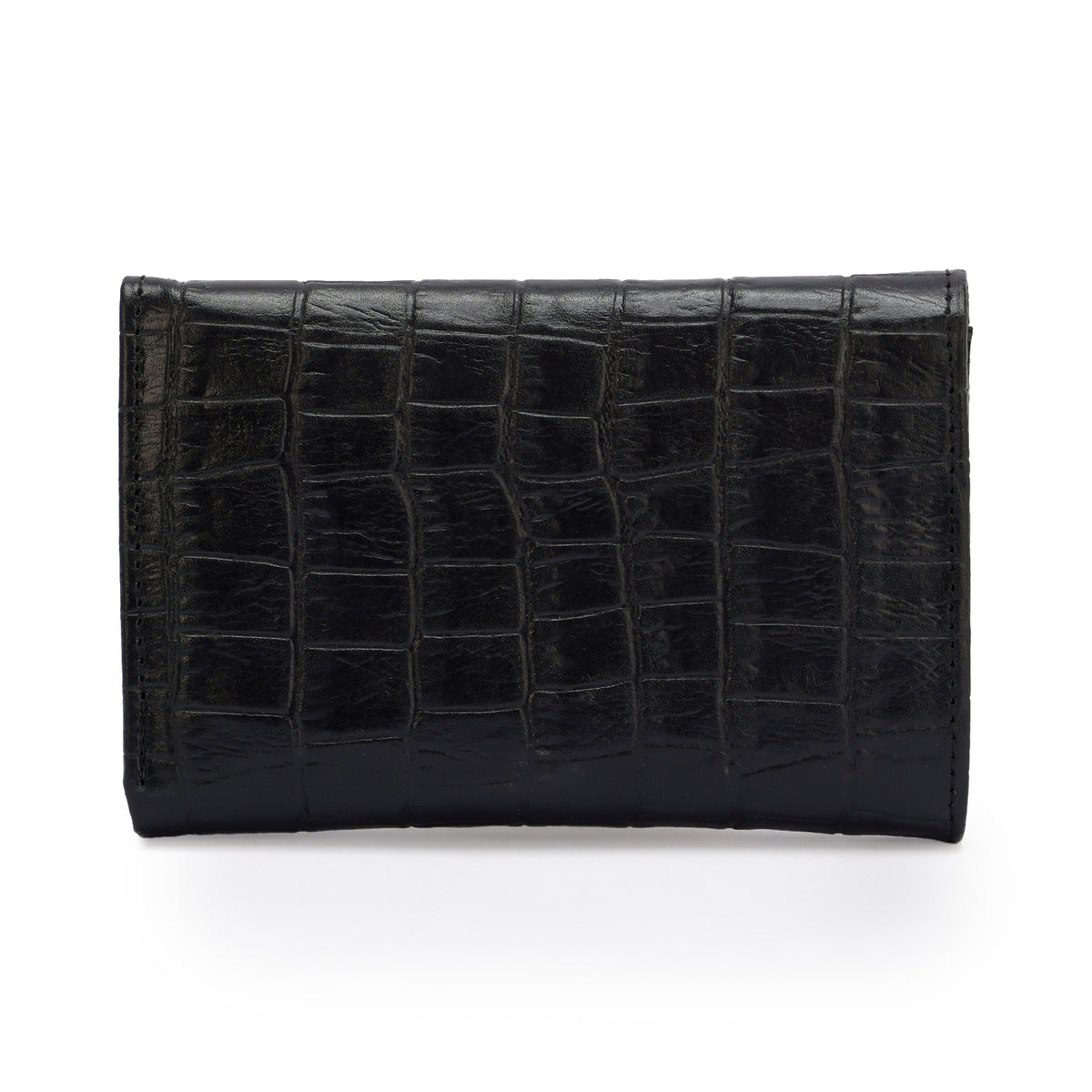 Metal Button Closure Leather Wallet