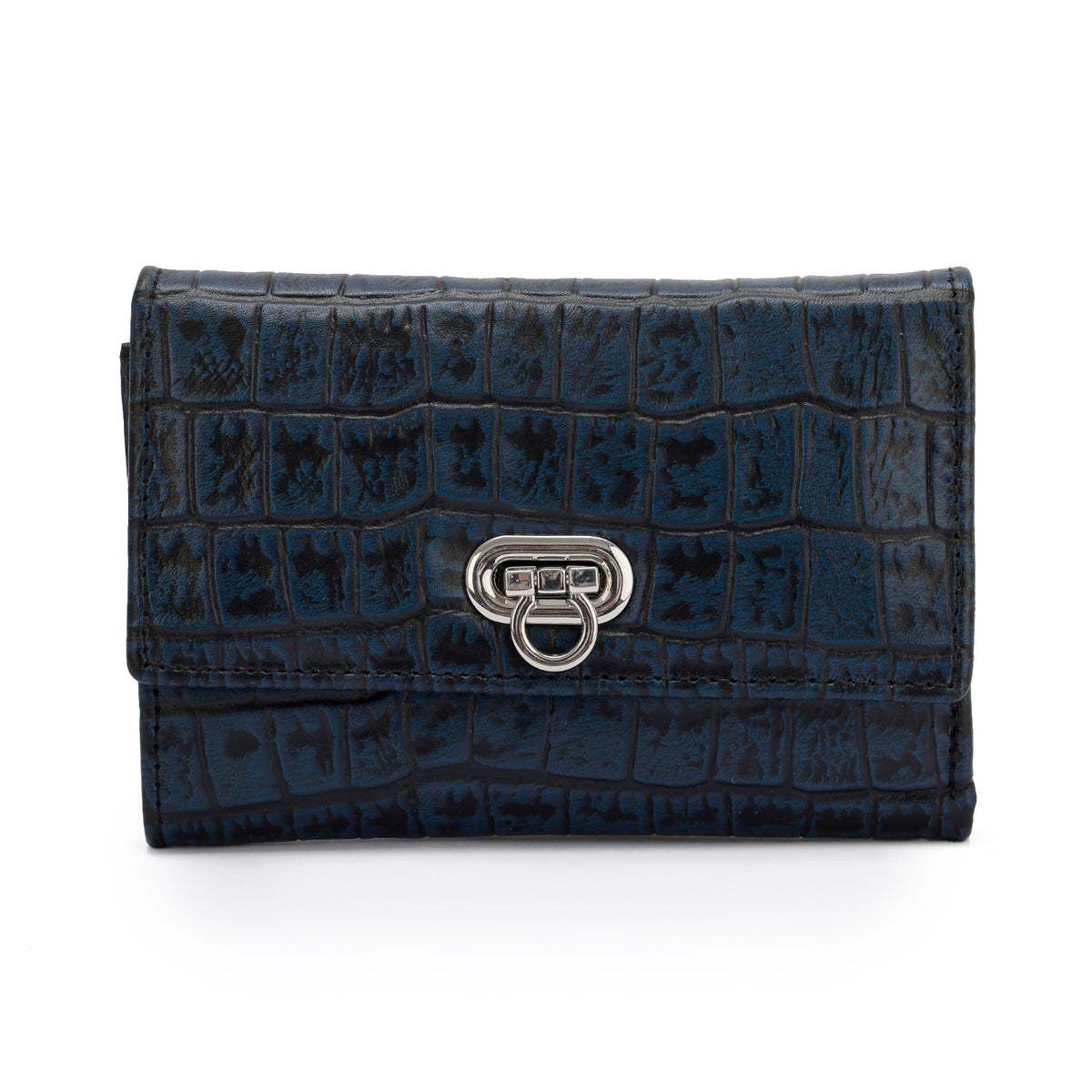 Metal Button Closure Leather Wallet