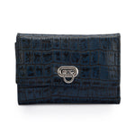 Metal Button Closure Leather Wallet