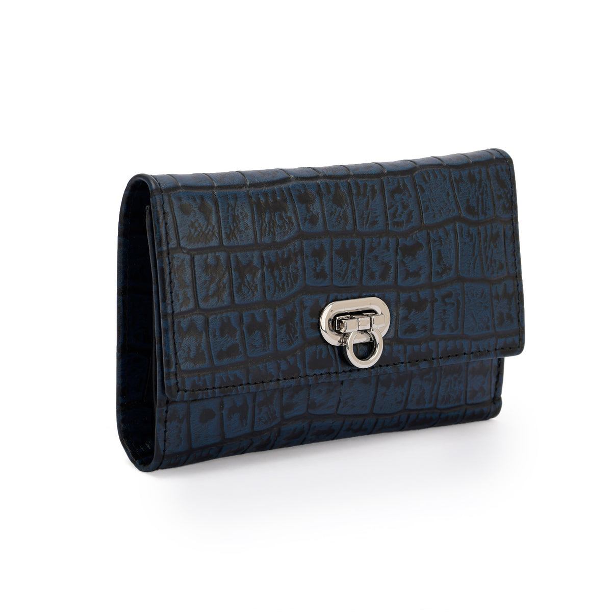 Metal Button Closure Leather Wallet