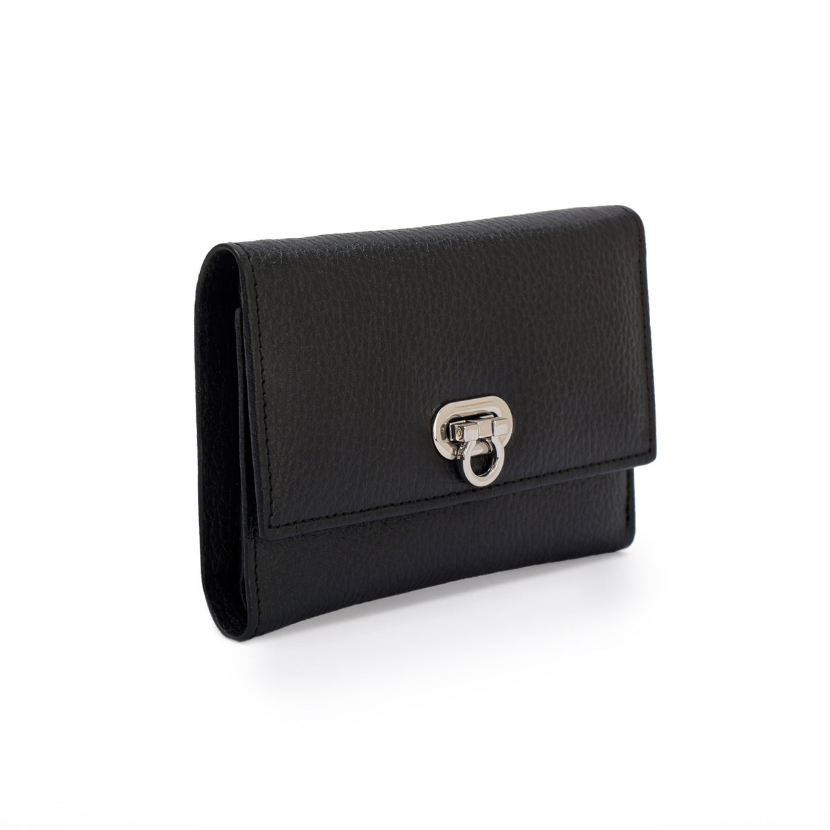 Metal Button Closure Leather Wallet
