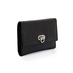 Metal Button Closure Leather Wallet