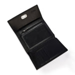 Metal Button Closure Leather Wallet