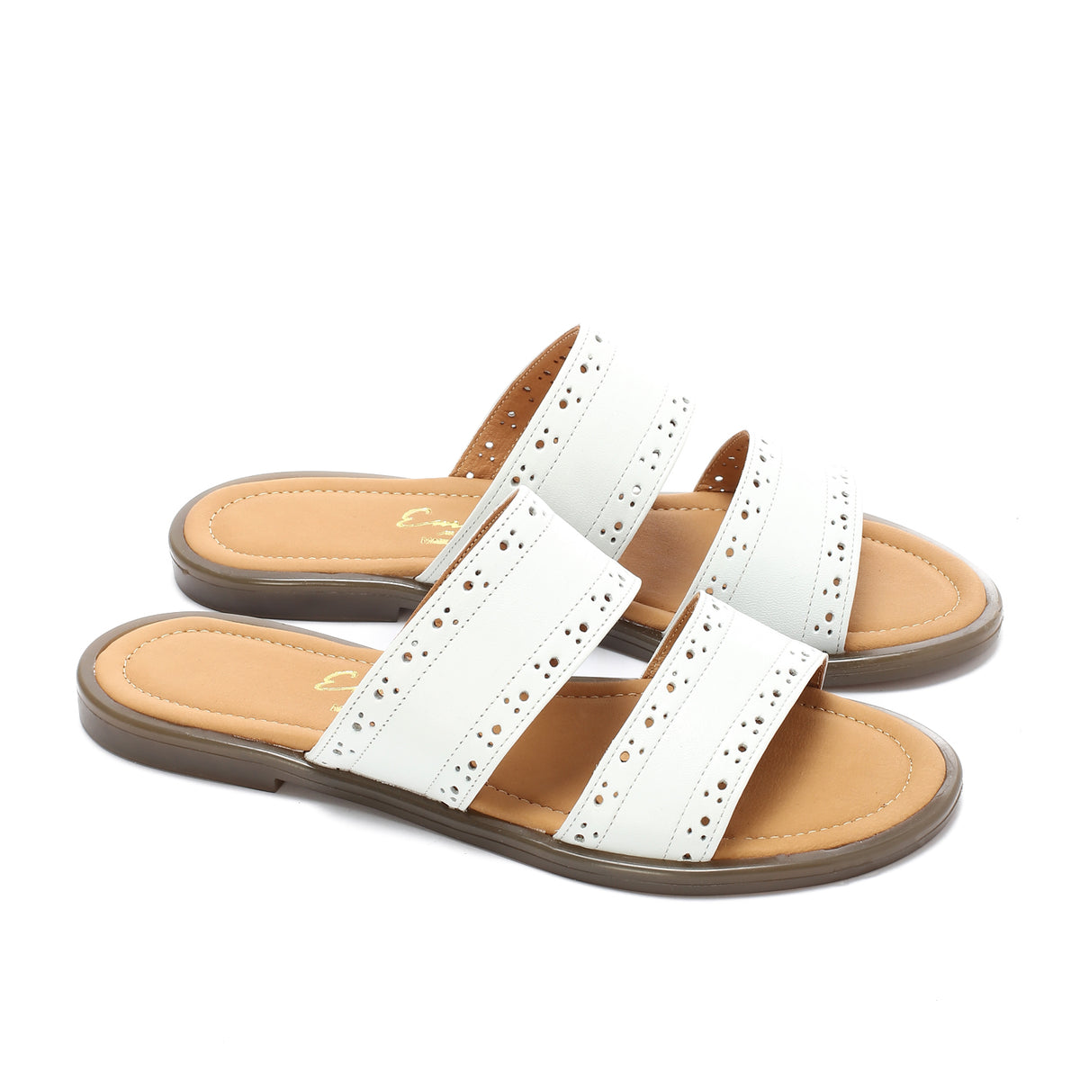 Double-Strapped Leather Slippers