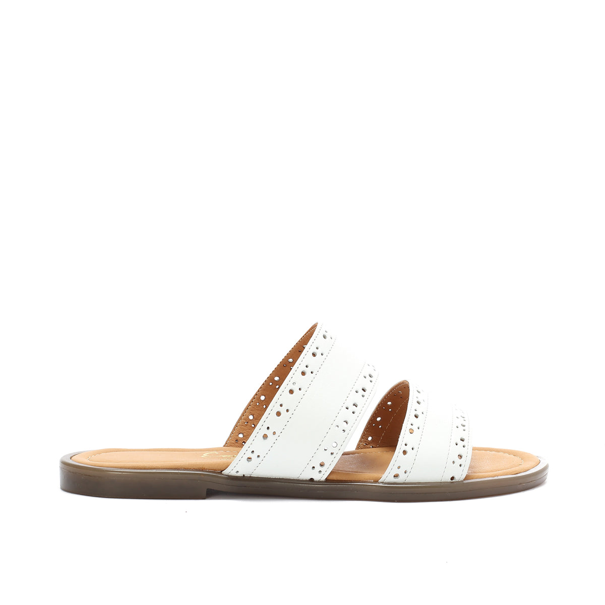 Double-Strapped Leather Slippers