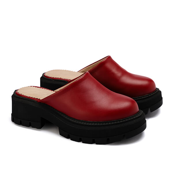Leather Platform Mules