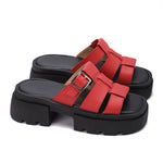 Platform Buckle Slide Sandals