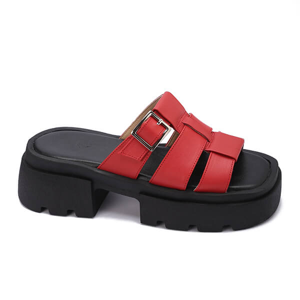 Platform Buckle Slide Sandals