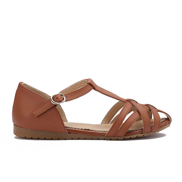 Closed-Toe Leather Summer Sandals - Main Image