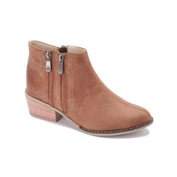 Leather Ankle Boots with Double Zippers