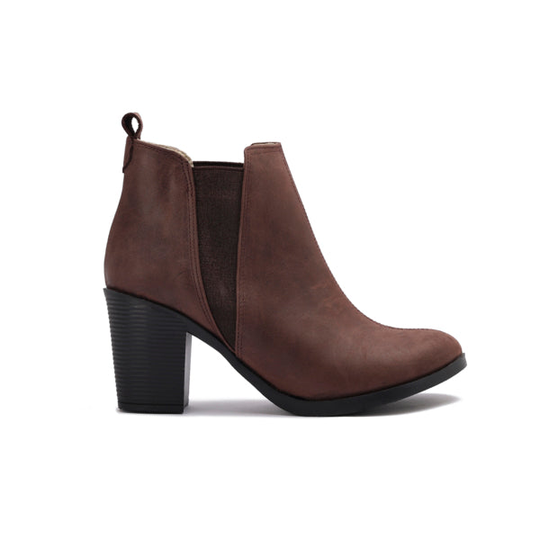 Leather High Heeled Half Boots