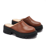 Leather Platform Mules