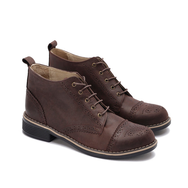 Brogue Ankle Leather Boots