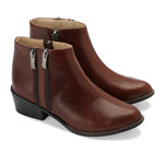 Leather Ankle Boots with Double Zippers