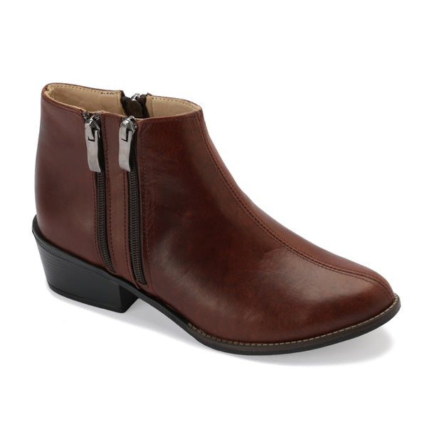 Leather Ankle Boots with Double Zippers