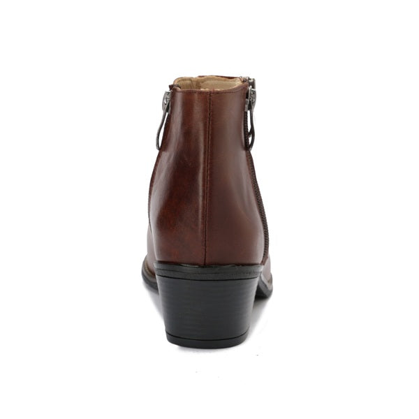 Leather Ankle Boots with Double Zippers