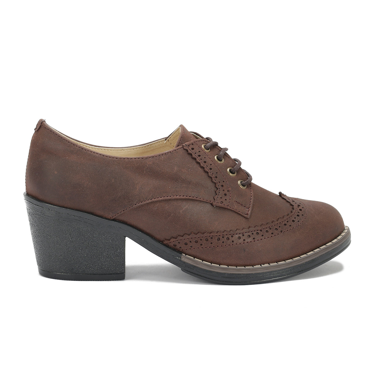 Oxfords Laced Up High Heeled Leather Shoes