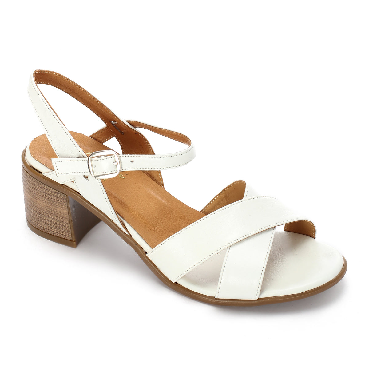 Crisscross Heeled Leather Sandals