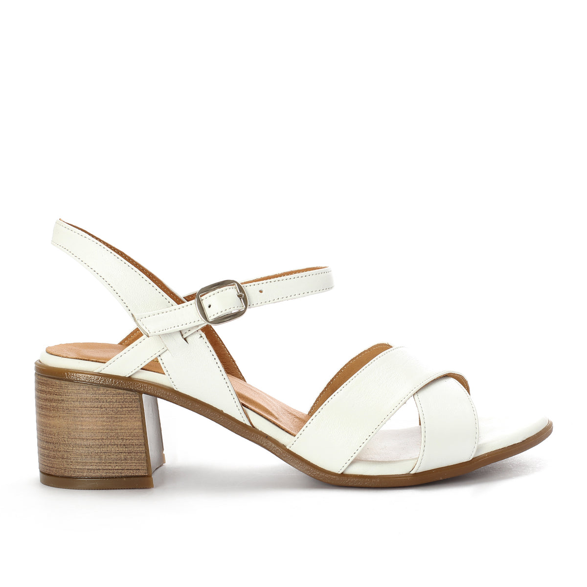 Crisscross Heeled Leather Sandals