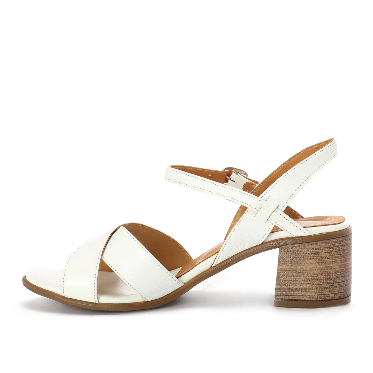 Crisscross Heeled Leather Sandals
