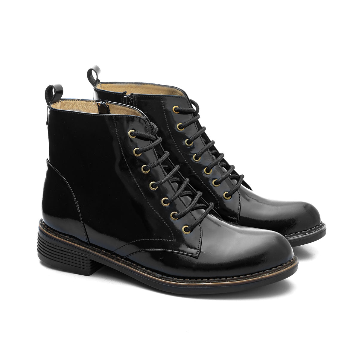 Combat Varnish Leather Boots
