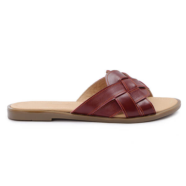 Strapped Braided Leather Slippers