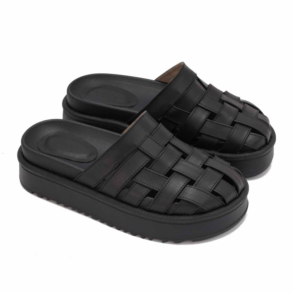 Platform Woven Slides