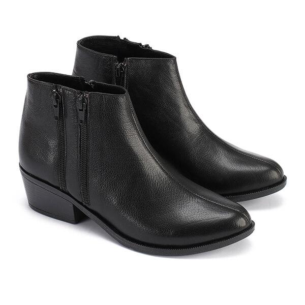 Leather Ankle Boots with Double Zippers