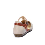 Closed Leather Ankle-Strap Sandals with Unique Front Design