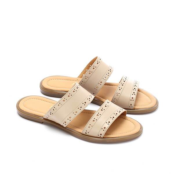 Double-Strapped Leather Slippers