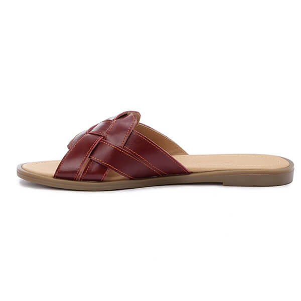 Strapped Braided Leather Slippers