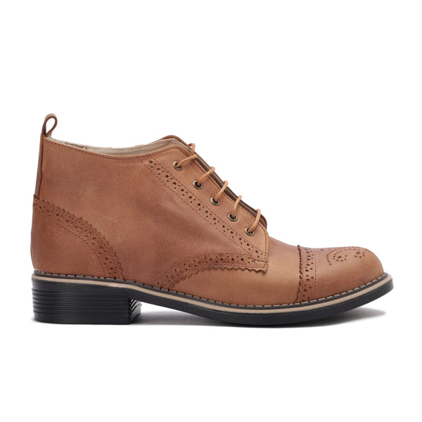 Brogue Ankle Leather Boots