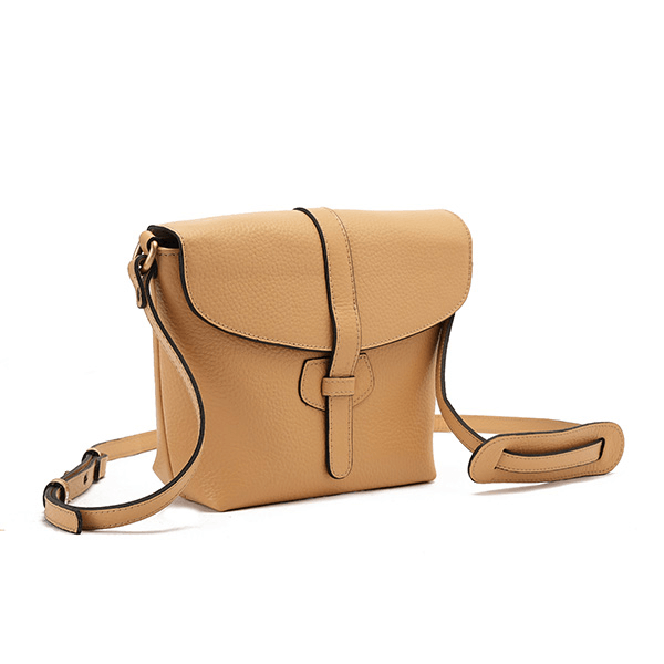 Beige Leather Cross Bag