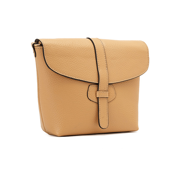 Beige Leather Cross Bag