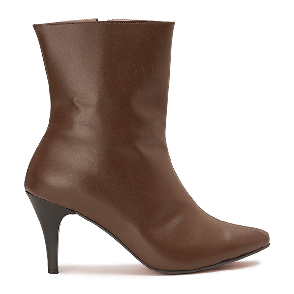 Pointed-Toe Leather Ankle Boots