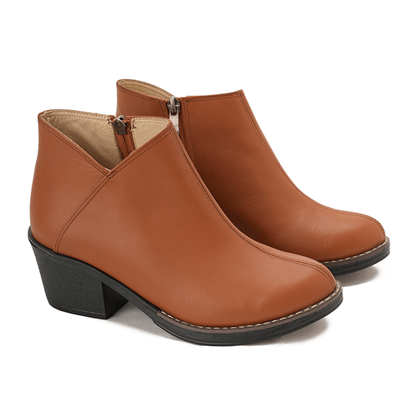 Leather Ankle Boots with Block Heel