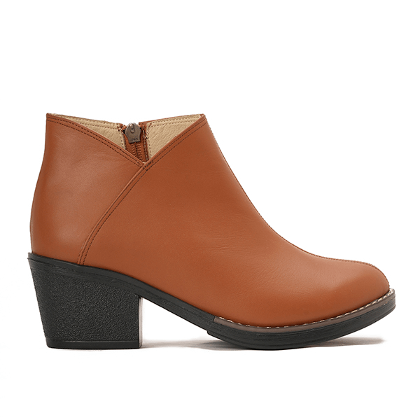 Leather Ankle Boots with Block Heel