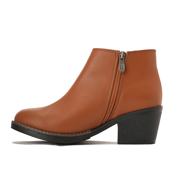 Leather Ankle Boots with Block Heel