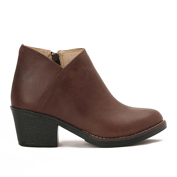 Leather Ankle Boots with Block Heel