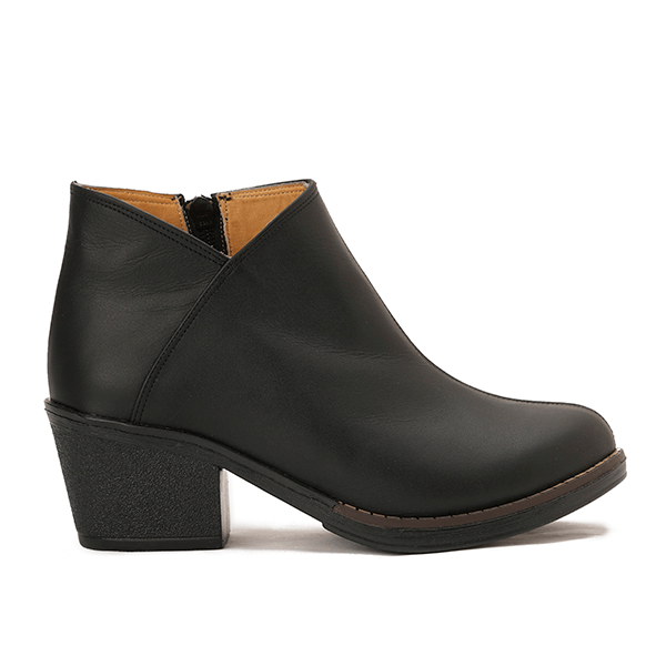 Leather Ankle Boots with Block Heel