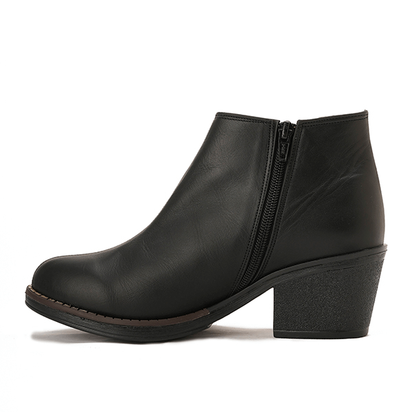 Leather Ankle Boots with Block Heel