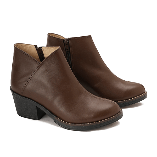 Leather Ankle Boots with Block Heel