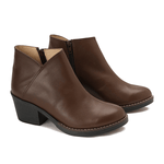 Leather Ankle Boots with Block Heel