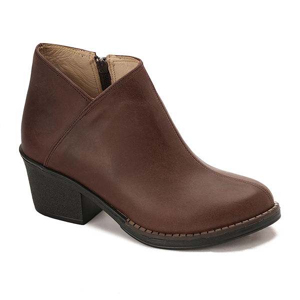 Leather Ankle Boots with Block Heel