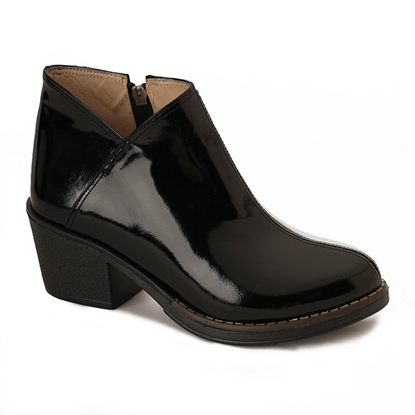 Leather Ankle Boots with Block Heel