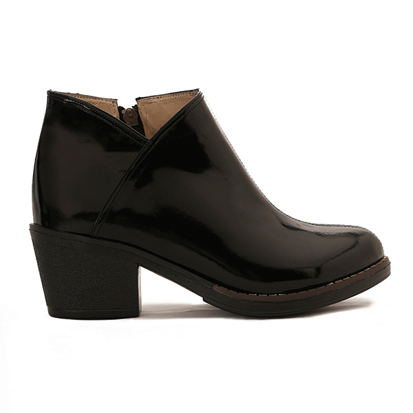 Leather Ankle Boots with Block Heel