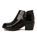 Leather Ankle Boots with Block Heel