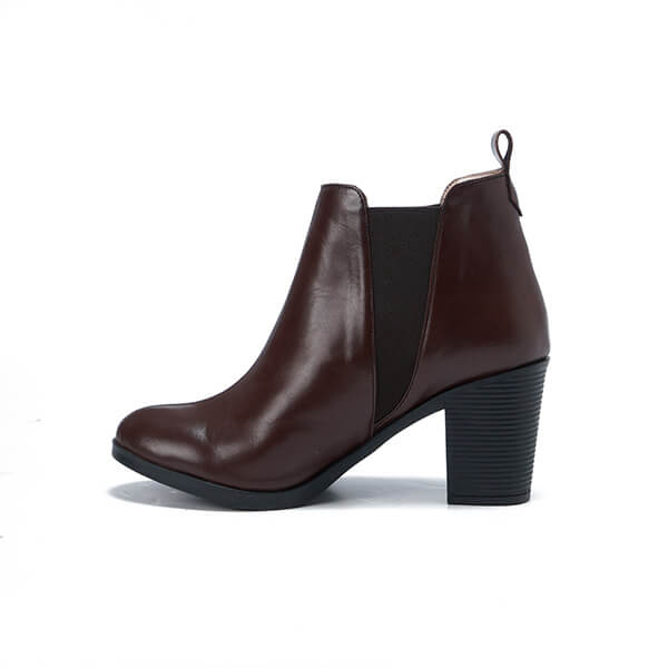 Leather High Heeled Half Boots